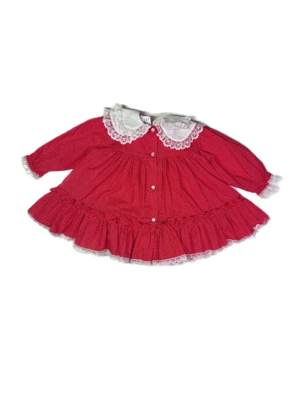 Vintage Bryan Size 18M Polka Dot Dress Ruffled Red White